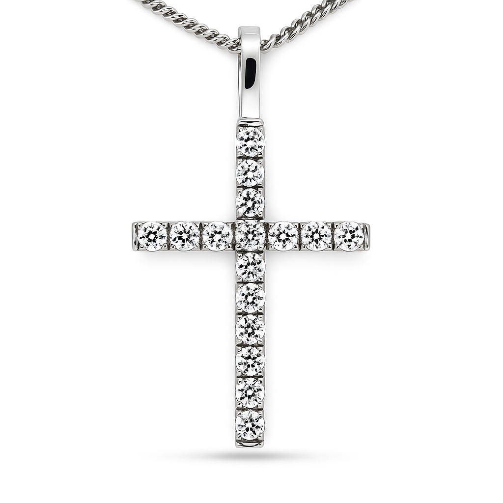 Lab-grown cross pendant 16-1.60 crt.